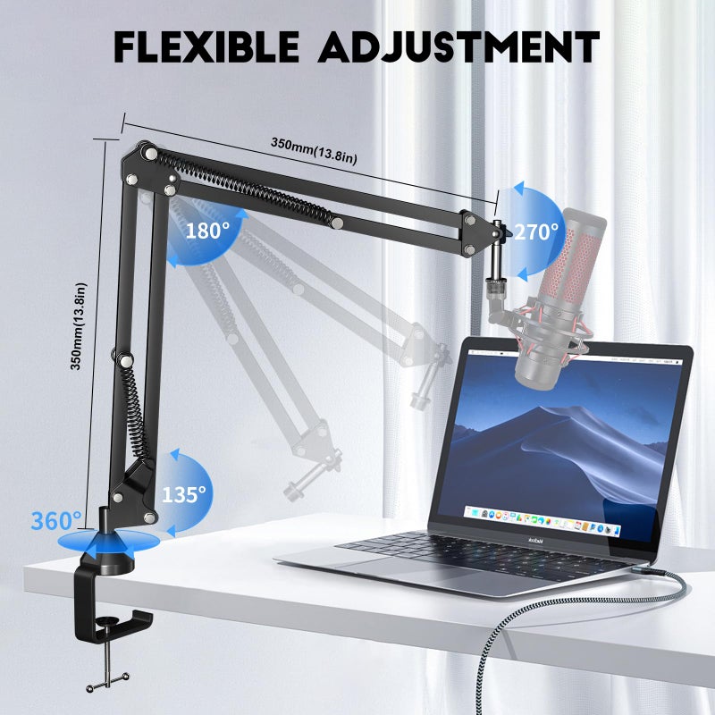Aokeo Microphone Arm,Aokeo AK-35 Microphone Desk Stand-Microphone Suspension Boom Scissor Arm Stand For Blue Yeti,Blue Snowball iCE,QuadCast,Elgato - Image 4
